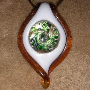 Glass blown pendant necklace.